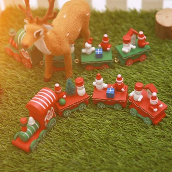 Nov Božični vlak pobarvan les s Santa/bear Božič otrok igrače darilo ornament navidad Božično Dekoracijo za dom Novo Leto darilo