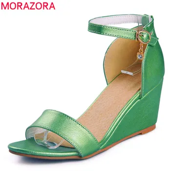 MORAZORA 2020 nov prihod ženske sandale pu sponke poletni čevlji udobno moda platforma čevlji dame oblačenja čevlji bela