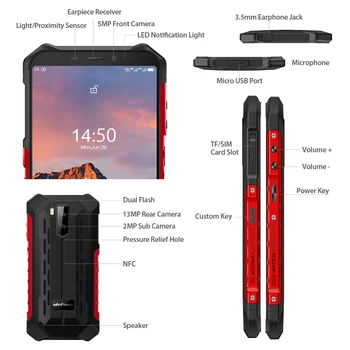 Ulefone Oklep X5 Pro NFC 4G LTE Mobilni Telefon Android 10 Robustno Vodotesno Pametni IP68 MT6762 Mobilni Telefon, 4 GB, 64 GB jedro Octa