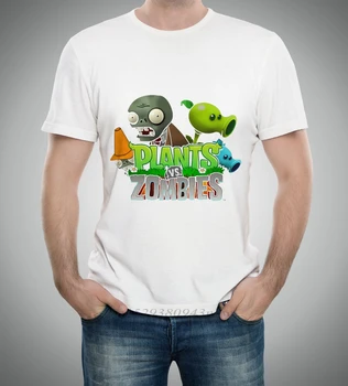 Poletne Moške majice s kratkimi rokavi rastline vs zombija oblačila pvz risanka vzorec fantje oblačila, O-Neck kratek dekleta T-shirt
