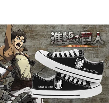 Visoko-Q Unisex Anime Cos Napad na Titan Er Mikasa Ackerman Priložnostne Nizko plimsolls platno čevlji vrv soled čevlji