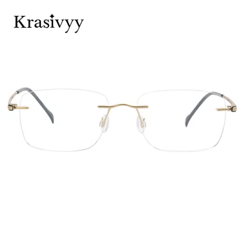 Krasivyy Kvadratnih Rimless Očal Okvir Moških Ultralahkih Kratkovidnost Optični Recept Očala Ženske Novi Korejski Titana Očala