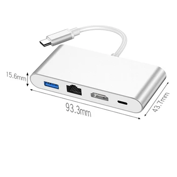 Miracare Tip C Strele 3 HDMI, Gigabit Lan RJ45, USB-C, USB 3.0 Adapter za MacBook Samsung S8 Dex Huawei P30 TV Projektor