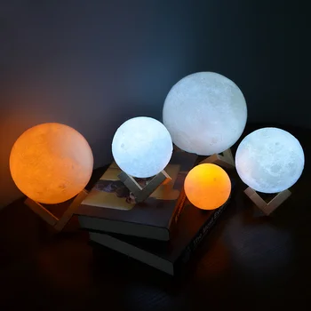 3D Tiskanje Ustvarjalni Dotik Stikala Moon Light Polnilna Luna Lučka LED Nočna Lučka za Božič Spalnica Dekoracijo Darilo za Rojstni dan