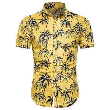 DIHOPE moška Moda Tisk Majice Priložnostne Gumb Navzdol Kratek Rokav Hawaiian Majica Počitnice na Plaži Slim Fit Stranka Majice, Vrhovi