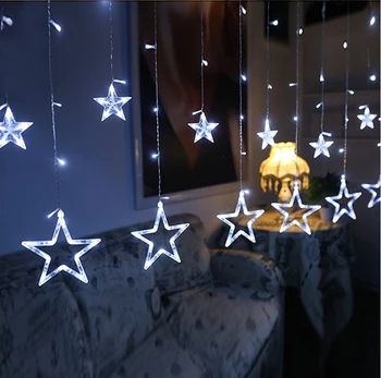 2,5 M Božič LED Luči 220V Romantične Pravljice Star LED Zavese Niz Razsvetljave Za Počitnice Poroko Garland Stranka Dekoracijo