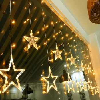 2,5 M Božič LED Luči 220V Romantične Pravljice Star LED Zavese Niz Razsvetljave Za Počitnice Poroko Garland Stranka Dekoracijo