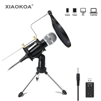 XIAOKOA snemanje Kondenzatorski Mikrofon mobilnega telefona mikrofon 3.5 mm Jack microfone za Računalnik PC Karaoke mikrofon za telefon