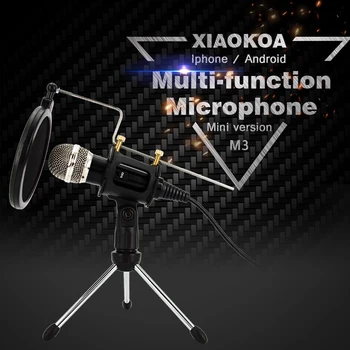 XIAOKOA snemanje Kondenzatorski Mikrofon mobilnega telefona mikrofon 3.5 mm Jack microfone za Računalnik PC Karaoke mikrofon za telefon