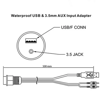 Nepremočljiva Morskih Razširitev Stereo Avdio Kabel Čoln Universal 3,5 mm RCA AUX Vmesnik USB Kabel Vrata Za ATV UTV Golf Voziček Jahte