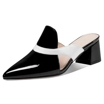 2020 nov poletni sandali, čevlji, lakastega usnja kvadratnih visokih petah open toe čevlji ženska stranka obleko priložnostne čevlji rdeči velika velikost 34-43